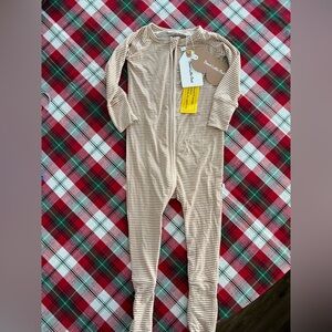 NWT Brave Little Ones honey stripe small ribbed zipper onesie 12-18m